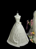 Elegant Strapless Embroidered Tiered Wedding Dress HZ0319