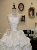 Elegant Strapless Pleated Flower Wedding Dress HZ0319