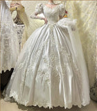 Gorgeous V-neck Long Sleeve Wedding Dress HZ0319