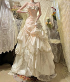 Charming Prom Dress Strapless Pleated Tiered Birthday Party Dress Evening Dress HZ0319
