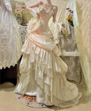 Charming Prom Dress Strapless Pleated Tiered Birthday Party Dress Evening Dress HZ0319