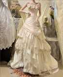 Charming Prom Dress Strapless Pleated Tiered Birthday Party Dress Evening Dress HZ0319