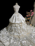 Vintage Strapless Pleated Tiered Wedding Dress HZ0319
