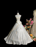 Retro Strapless Ruffle Bowknot Wedding Dress HZ0319