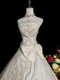 Retro Strapless Ruffle Bowknot Wedding Dress HZ0319