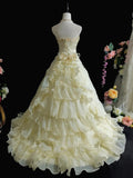 Retro Strapless Pleated Ruffle Tiered Wedding Dress HZ0319