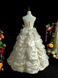 Pretty Strapless Beading Pleated Wedding Dress HZ0319