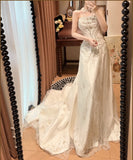 Stunning A Line Strapless Beading Wedding Dress HZ0319