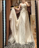 Stunning A Line Strapless Beading Wedding Dress HZ0319
