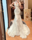 Pretty V-neck Mermaid Wedding Dresss HZ0319