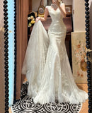 Pretty V-neck Mermaid Wedding Dresss HZ0319