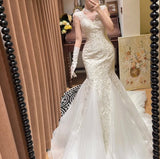 Charming V-neck Tulle Mermaid Wedding Dress HZ0319