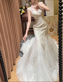 Charming V-neck Tulle Mermaid Wedding Dress HZ0319