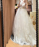 Elegant V-neck Pleated Tulle Wedding Dress HZ0319