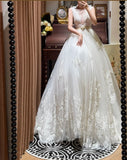 Elegant V-neck Pleated Tulle Wedding Dress HZ0319