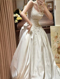 Elegant Spaghetti Straps Pleated Wedding Dress HZ0319