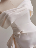 Minimalist A Line Off Shoulder Pleated Wedding Dress HZ0319