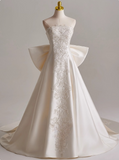 Beauty A Line Strapless Bowknot Wedding Dress HZ0319
