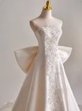 Beauty A Line Strapless Bowknot Wedding Dress HZ0319
