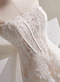Elegant A Line Strapless Bowknot Lace Wedding Dress HZ0319