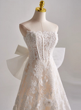 Elegant A Line Strapless Bowknot Lace Wedding Dress HZ0319