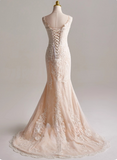Elegant Spaghetti Straps Lace Mermaid Wedding Dress HZ0319