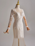 Elegant Long Sleeve Lace Mermaid Wedding Dress HZ0319
