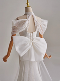 Pretty Long Sleeve Tulle Bowknot Mermaid Wedding Dress HZ0319