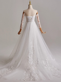 Beauty A Line Strapless Long Sleeve Tulle Wedding Dress HZ0319