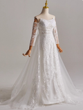 Beauty A Line Strapless Long Sleeve Tulle Wedding Dress HZ0319