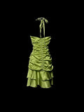 Beauty Homecoming Dress Halter Pleated Short Prom Dress Birthday Party Dress Cocktail Dress HZ0319