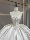 Romantic Wedding Dress Strapless Pleated Wedding Dress HZ0319