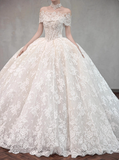 Romantic Wedding Dress Off Shoulder Lace Wedding Dress HZ0319