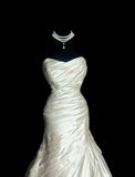 Minimalist Wedding Dress A Line Strapless Pleated Wedding Dress HZ0319