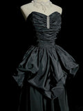 Beauty Prom Dress Black Sweetheart Pleated Long Prom Dress Evening Dress HZ0319