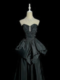 Beauty Prom Dress Black Sweetheart Pleated Long Prom Dress Evening Dress HZ0319