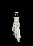 Beauty Prom Dress Halter Pleated Asymmetrical Hem Evening Dress Gala Dress Cocktail Dress HZ0319