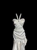 Beauty Prom Dress Halter Pleated Asymmetrical Hem Evening Dress Gala Dress Cocktail Dress HZ0319