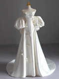Beauty Wedding Dress A Line Strapless Floral Wedding Dress HZ0319