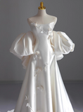 Beauty Wedding Dress A Line Strapless Floral Wedding Dress HZ0319