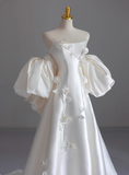 Beauty Wedding Dress A Line Strapless Floral Wedding Dress HZ0319