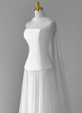 Charming Wedding Dress A Line Strapless Pleated Tulle Wedding Dress HZ0319
