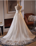 Minimalist Wedding Dress A Line Strapless Wedding Dress HZ0319
