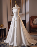 Minimalist Wedding Dress A Line Strapless Wedding Dress HZ0319