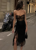 Sexy Women Dress Black Spaghetti Straps Lace Birthday Outfits Seaside Party Dress HZ0319