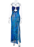 Beauty Women Dress Spaghetti Straps Slit Birthday Outfits Long Seaside Party Dress HZ0319