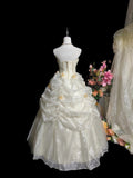 Retro Wedding Dress Strapless Pleated Rose Wedding Dress HZ0319