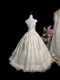 Vintage Wedding Dress V-neck Pleated Wedding Dress HZ0319