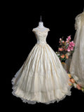 Vintage Wedding Dress V-neck Pleated Wedding Dress HZ0319