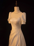 Minimalist Wedding Dress A Line Square Neck Pleated Wedding Dress HZ0319